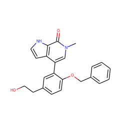 Cn1cc(-c2cc(CCO)ccc2OCc2ccccc2)c2cc[nH]c2c1=O ZINC000146415398