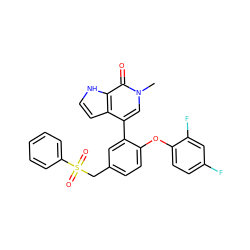 Cn1cc(-c2cc(CS(=O)(=O)c3ccccc3)ccc2Oc2ccc(F)cc2F)c2cc[nH]c2c1=O ZINC000146479553