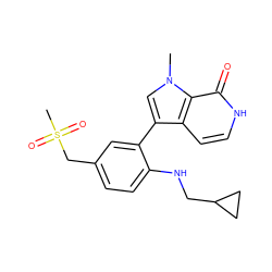 Cn1cc(-c2cc(CS(C)(=O)=O)ccc2NCC2CC2)c2cc[nH]c(=O)c21 ZINC000224887886