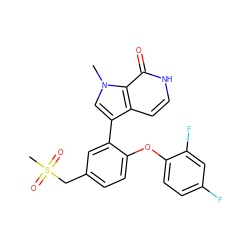 Cn1cc(-c2cc(CS(C)(=O)=O)ccc2Oc2ccc(F)cc2F)c2cc[nH]c(=O)c21 ZINC000219704749