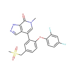 Cn1cc(-c2cc(CS(C)(=O)=O)ccc2Oc2ccc(F)cc2F)c2cn[nH]c2c1=O ZINC000146448772