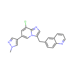 Cn1cc(-c2cc(Cl)c3ncc(Cc4ccc5ncccc5c4)n3c2)cn1 ZINC000205312925