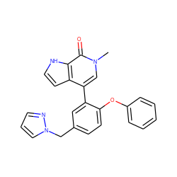 Cn1cc(-c2cc(Cn3cccn3)ccc2Oc2ccccc2)c2cc[nH]c2c1=O ZINC000146728790