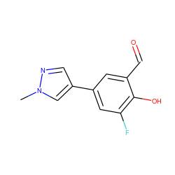 Cn1cc(-c2cc(F)c(O)c(C=O)c2)cn1 ZINC000169699619