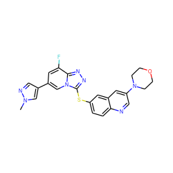 Cn1cc(-c2cc(F)c3nnc(Sc4ccc5ncc(N6CCOCC6)cc5c4)n3c2)cn1 ZINC000204999940