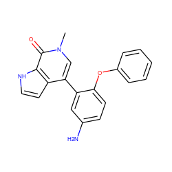 Cn1cc(-c2cc(N)ccc2Oc2ccccc2)c2cc[nH]c2c1=O ZINC000146413948