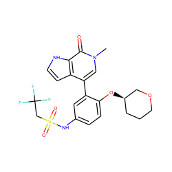 Cn1cc(-c2cc(NS(=O)(=O)CC(F)(F)F)ccc2O[C@@H]2CCCOC2)c2cc[nH]c2c1=O ZINC000146757761