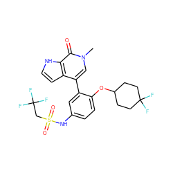 Cn1cc(-c2cc(NS(=O)(=O)CC(F)(F)F)ccc2OC2CCC(F)(F)CC2)c2cc[nH]c2c1=O ZINC000146755450