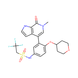 Cn1cc(-c2cc(NS(=O)(=O)CC(F)(F)F)ccc2OC2CCOCC2)c2cc[nH]c2c1=O ZINC000146789377