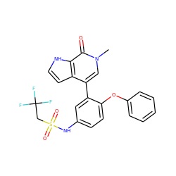 Cn1cc(-c2cc(NS(=O)(=O)CC(F)(F)F)ccc2Oc2ccccc2)c2cc[nH]c2c1=O ZINC000146760607