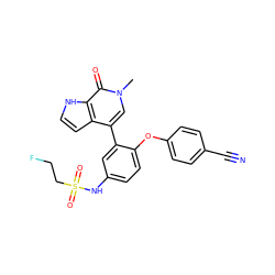 Cn1cc(-c2cc(NS(=O)(=O)CCF)ccc2Oc2ccc(C#N)cc2)c2cc[nH]c2c1=O ZINC000146667553