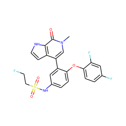 Cn1cc(-c2cc(NS(=O)(=O)CCF)ccc2Oc2ccc(F)cc2F)c2cc[nH]c2c1=O ZINC000146773594