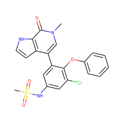 Cn1cc(-c2cc(NS(C)(=O)=O)cc(Cl)c2Oc2ccccc2)c2cc[nH]c2c1=O ZINC000146772775