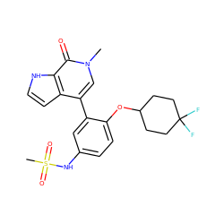 Cn1cc(-c2cc(NS(C)(=O)=O)ccc2OC2CCC(F)(F)CC2)c2cc[nH]c2c1=O ZINC000146642450