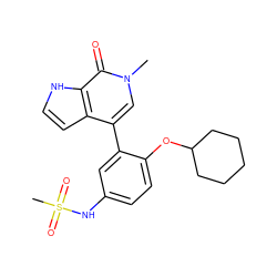 Cn1cc(-c2cc(NS(C)(=O)=O)ccc2OC2CCCCC2)c2cc[nH]c2c1=O ZINC000146772963