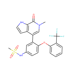 Cn1cc(-c2cc(NS(C)(=O)=O)ccc2Oc2ccccc2C(F)(F)F)c2cc[nH]c2c1=O ZINC000146373314