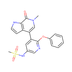 Cn1cc(-c2cc(NS(C)(=O)=O)cnc2Oc2ccccc2)c2cc[nH]c2c1=O ZINC000146731281