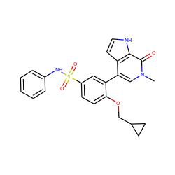 Cn1cc(-c2cc(S(=O)(=O)Nc3ccccc3)ccc2OCC2CC2)c2cc[nH]c2c1=O ZINC000146738105