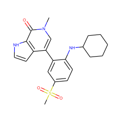 Cn1cc(-c2cc(S(C)(=O)=O)ccc2NC2CCCCC2)c2cc[nH]c2c1=O ZINC000146451532