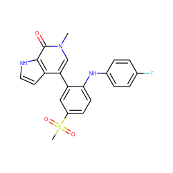 Cn1cc(-c2cc(S(C)(=O)=O)ccc2Nc2ccc(F)cc2)c2cc[nH]c2c1=O ZINC000146391859