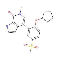 Cn1cc(-c2cc(S(C)(=O)=O)ccc2OC2CCCC2)c2cc[nH]c2c1=O ZINC000146355772