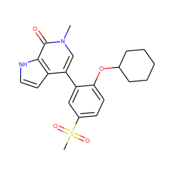 Cn1cc(-c2cc(S(C)(=O)=O)ccc2OC2CCCCC2)c2cc[nH]c2c1=O ZINC000146474427