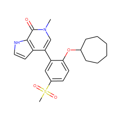 Cn1cc(-c2cc(S(C)(=O)=O)ccc2OC2CCCCCC2)c2cc[nH]c2c1=O ZINC000146483606