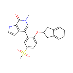 Cn1cc(-c2cc(S(C)(=O)=O)ccc2OC2Cc3ccccc3C2)c2cc[nH]c2c1=O ZINC000146782020