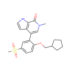 Cn1cc(-c2cc(S(C)(=O)=O)ccc2OCC2CCCC2)c2cc[nH]c2c1=O ZINC000146307222