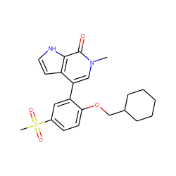 Cn1cc(-c2cc(S(C)(=O)=O)ccc2OCC2CCCCC2)c2cc[nH]c2c1=O ZINC000146469772