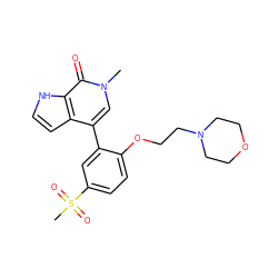 Cn1cc(-c2cc(S(C)(=O)=O)ccc2OCCN2CCOCC2)c2cc[nH]c2c1=O ZINC000146409208