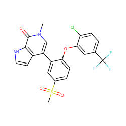 Cn1cc(-c2cc(S(C)(=O)=O)ccc2Oc2cc(C(F)(F)F)ccc2Cl)c2cc[nH]c2c1=O ZINC000146461960