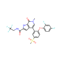 Cn1cc(-c2cc(S(C)(=O)=O)ccc2Oc2ccc(F)cc2F)c2cc(C(=O)NCC(F)(F)F)[nH]c2c1=O ZINC000146719754