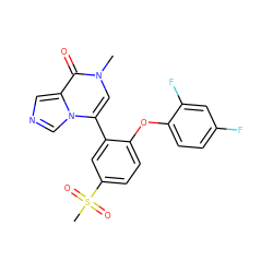 Cn1cc(-c2cc(S(C)(=O)=O)ccc2Oc2ccc(F)cc2F)n2cncc2c1=O ZINC001772587492