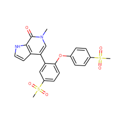 Cn1cc(-c2cc(S(C)(=O)=O)ccc2Oc2ccc(S(C)(=O)=O)cc2)c2cc[nH]c2c1=O ZINC000146483804