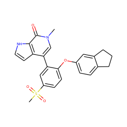 Cn1cc(-c2cc(S(C)(=O)=O)ccc2Oc2ccc3c(c2)CCC3)c2cc[nH]c2c1=O ZINC000146772411