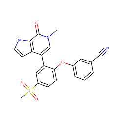 Cn1cc(-c2cc(S(C)(=O)=O)ccc2Oc2cccc(C#N)c2)c2cc[nH]c2c1=O ZINC000146780608