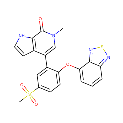 Cn1cc(-c2cc(S(C)(=O)=O)ccc2Oc2cccc3nsnc23)c2cc[nH]c2c1=O ZINC000146456892