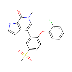 Cn1cc(-c2cc(S(C)(=O)=O)ccc2Oc2ccccc2Cl)c2cc[nH]c2c1=O ZINC000146418035