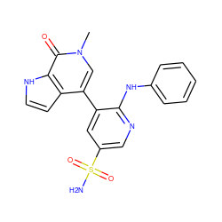 Cn1cc(-c2cc(S(N)(=O)=O)cnc2Nc2ccccc2)c2cc[nH]c2c1=O ZINC000146703948