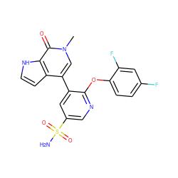 Cn1cc(-c2cc(S(N)(=O)=O)cnc2Oc2ccc(F)cc2F)c2cc[nH]c2c1=O ZINC000146790661