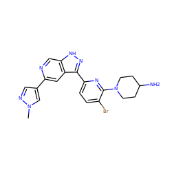 Cn1cc(-c2cc3c(-c4ccc(Br)c(N5CCC(N)CC5)n4)n[nH]c3cn2)cn1 ZINC000205253690