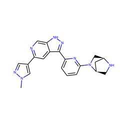 Cn1cc(-c2cc3c(-c4cccc(N5C[C@@H]6C[C@H]5CN6)n4)n[nH]c3cn2)cn1 ZINC000205262227