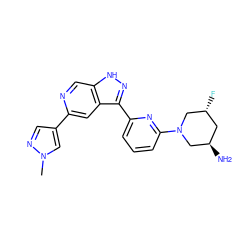 Cn1cc(-c2cc3c(-c4cccc(N5C[C@H](N)C[C@@H](F)C5)n4)n[nH]c3cn2)cn1 ZINC000205256240