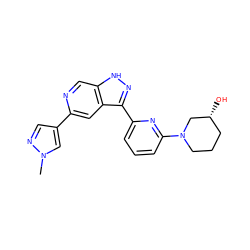 Cn1cc(-c2cc3c(-c4cccc(N5CCC[C@@H](O)C5)n4)n[nH]c3cn2)cn1 ZINC000205244433