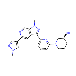 Cn1cc(-c2cc3c(-c4cccc(N5CCC[C@H](N)C5)n4)nn(C)c3cn2)cn1 ZINC001772627623