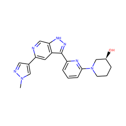 Cn1cc(-c2cc3c(-c4cccc(N5CCC[C@H](O)C5)n4)n[nH]c3cn2)cn1 ZINC000205244400