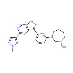 Cn1cc(-c2cc3c(-c4cccc(N5CCCC[C@H](N)C5)n4)n[nH]c3cn2)cn1 ZINC000205254287