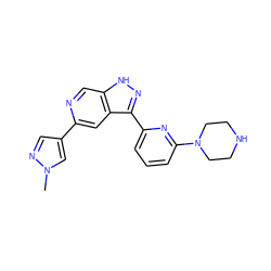 Cn1cc(-c2cc3c(-c4cccc(N5CCNCC5)n4)n[nH]c3cn2)cn1 ZINC000205255195