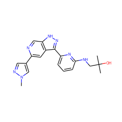 Cn1cc(-c2cc3c(-c4cccc(NCC(C)(C)O)n4)n[nH]c3cn2)cn1 ZINC000205262969